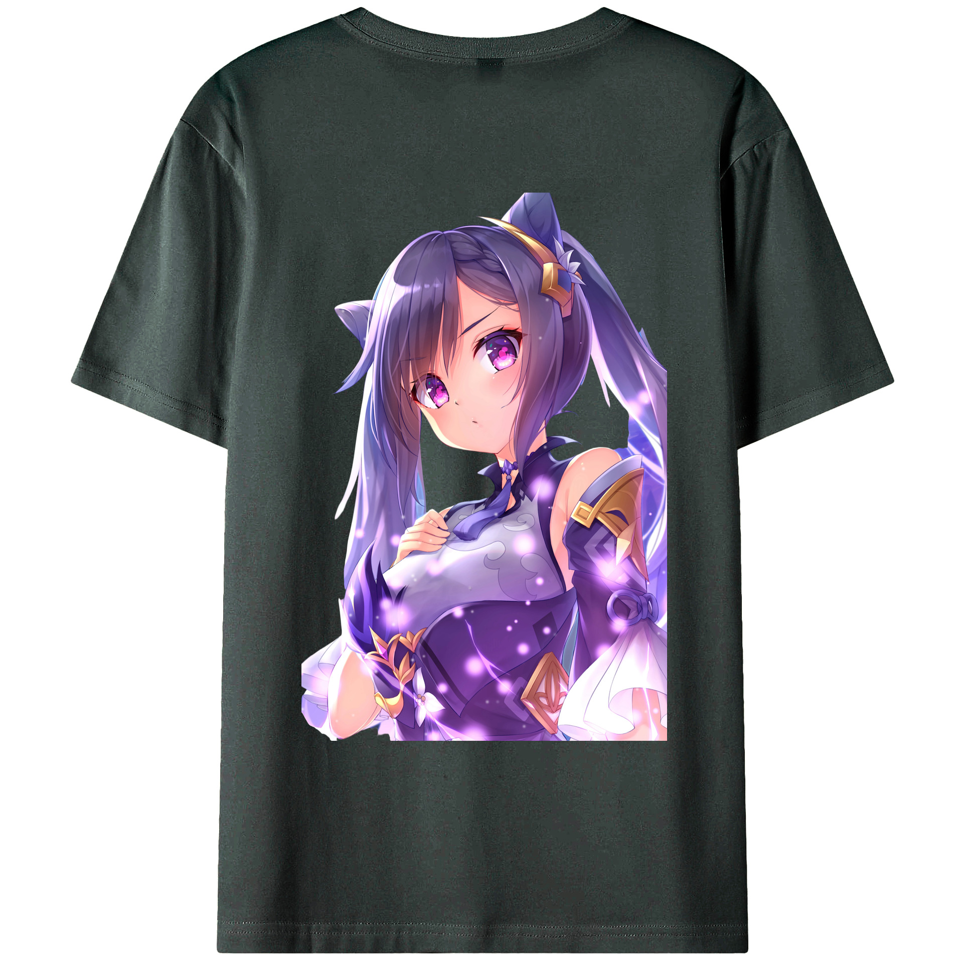 げんし神 刻晴 こくせい genshin Kokusei 綿100％ メンズ半袖Tシャツ（バックプリント） 通気性